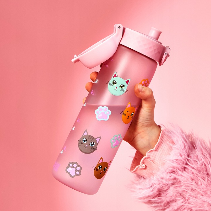 BUTELKA NA WODĘ DLA DZIEWCZYNKI NA TRENING ZABAWNE KOTKI ŁAPKI ION8 0,5 l