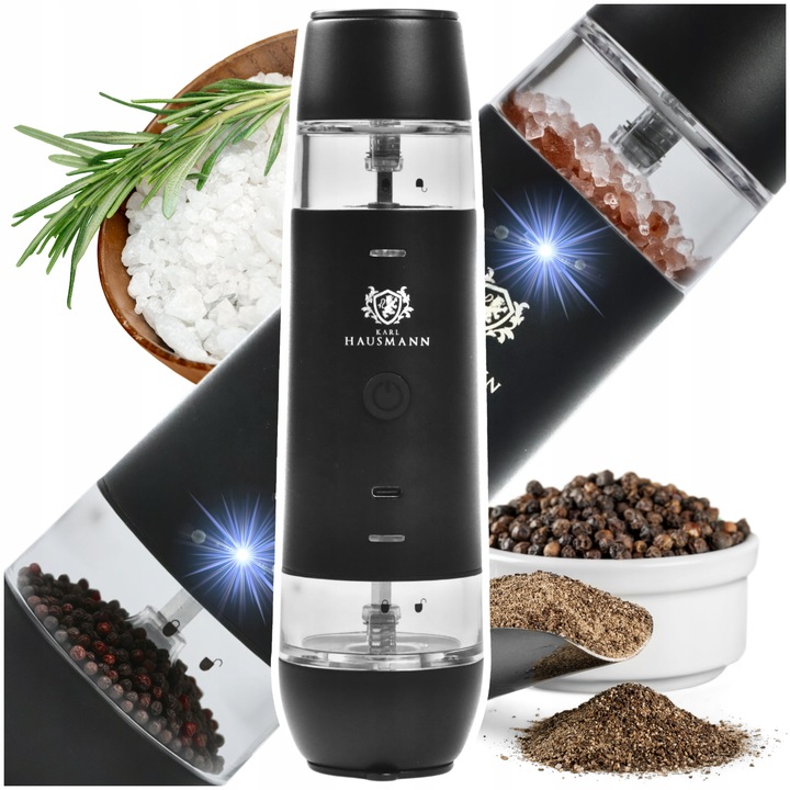 ELEKTRYCZNY MŁYNEK DO SOLI I PIEPRZU AKUMULATOROWY USB C MŁYNEK DO PIEPRZU