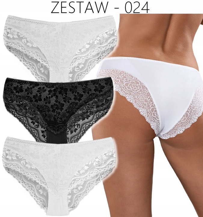 3x MAJTKI KORONKOWE Figi Bawełniane JAKOŚĆ 4XL/5XL