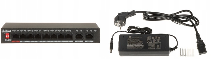 Switch PoE Dahua 8-portowy (Switch PoE 8+2, 1xHiPoE, Uplink 1000Mbps, 96W)