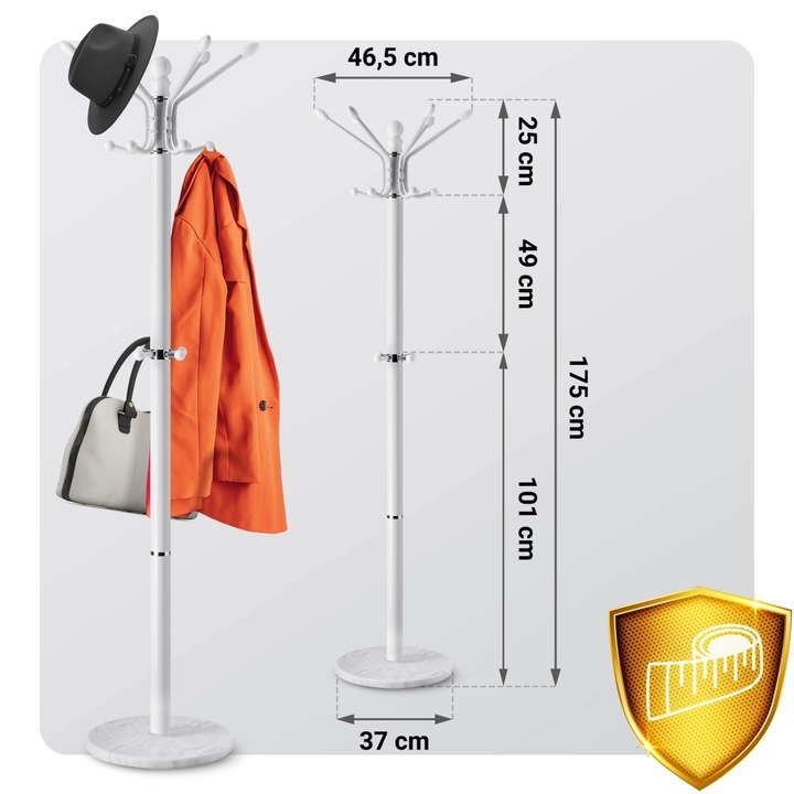 WIESZAK NA UBRANIA STOJĄCY PODŁOGOWY MARMUR CZARNY