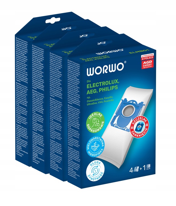 16x WORKI S-BAG WORWO DO ODKURZACZY ELECTROLUX PHILIPS AEG ELMB01 +