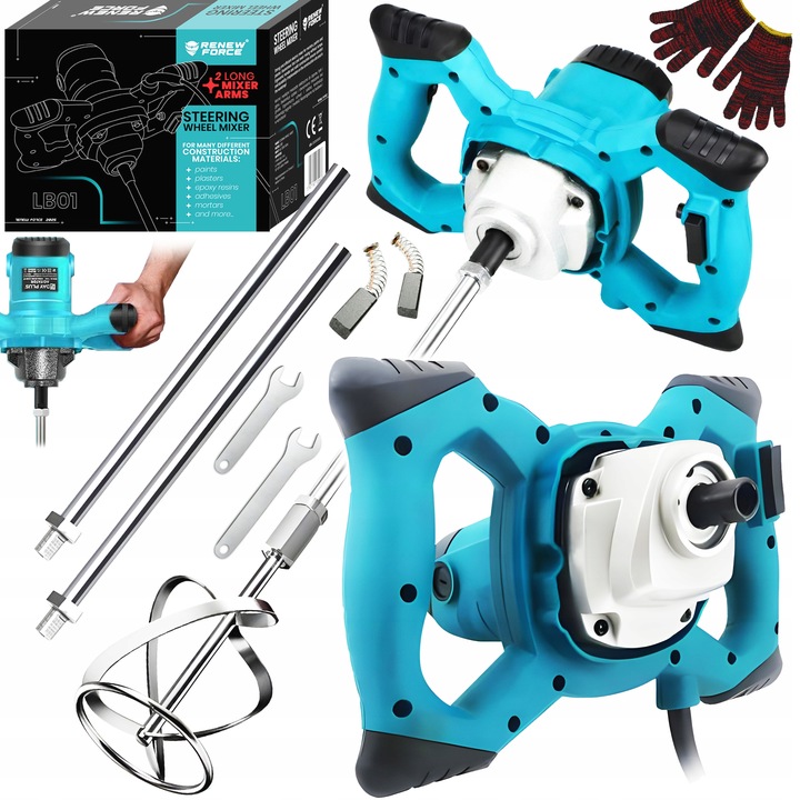 MIESZADŁO DO KLEJU BETONU FARB ELEKTRYCZNE 2600W 2x MIESZALNIK