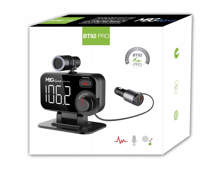 Transmiter FM Bluetooth 5.0 ładowarka USB QC 3.0