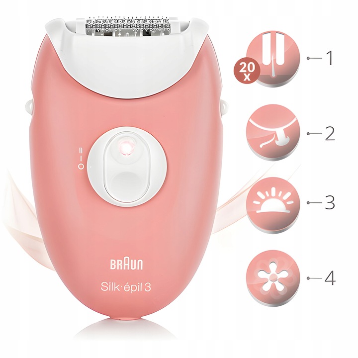 DEPILATOR BRAUN Silk-epil 3 SOFTLIFT TIPS + NASADKA MASUJĄCA - AC