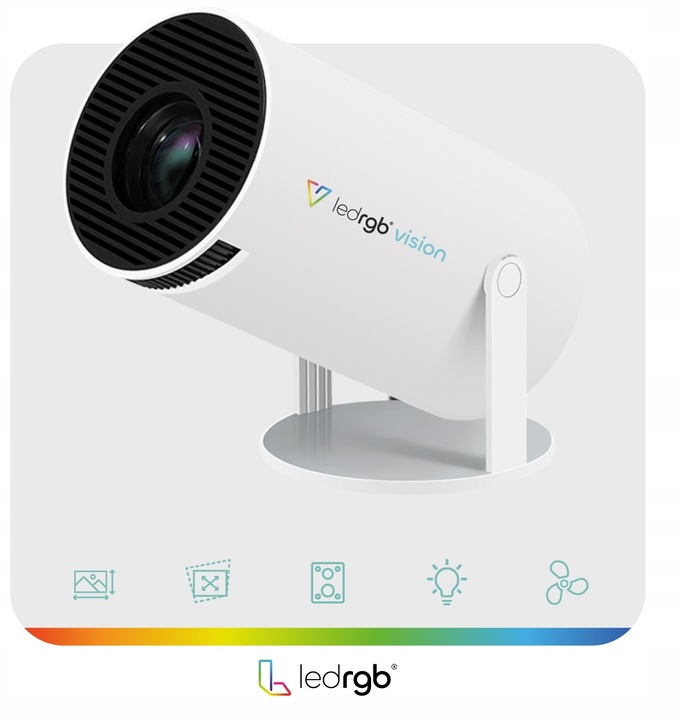 PROJEKTOR RZUTNIK ANDROID TV 4K WIFI FULL HD PRZENOŚNY SMART GŁOŚNIK