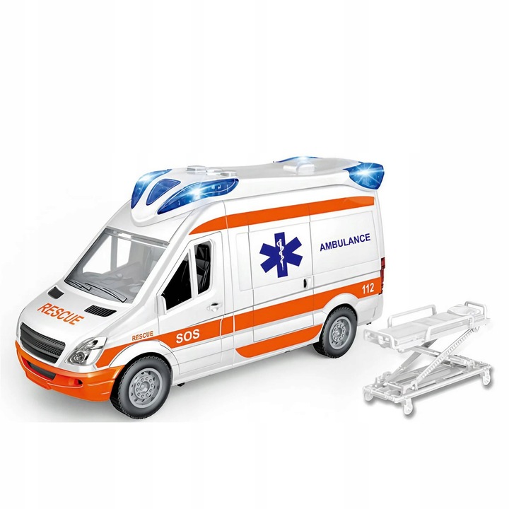 AMBULANS KARETKA POGOTOWIA AUTO Z DŹWIĘK POGOTOWIE OTWIERANE DRZWI ŚWIATŁO