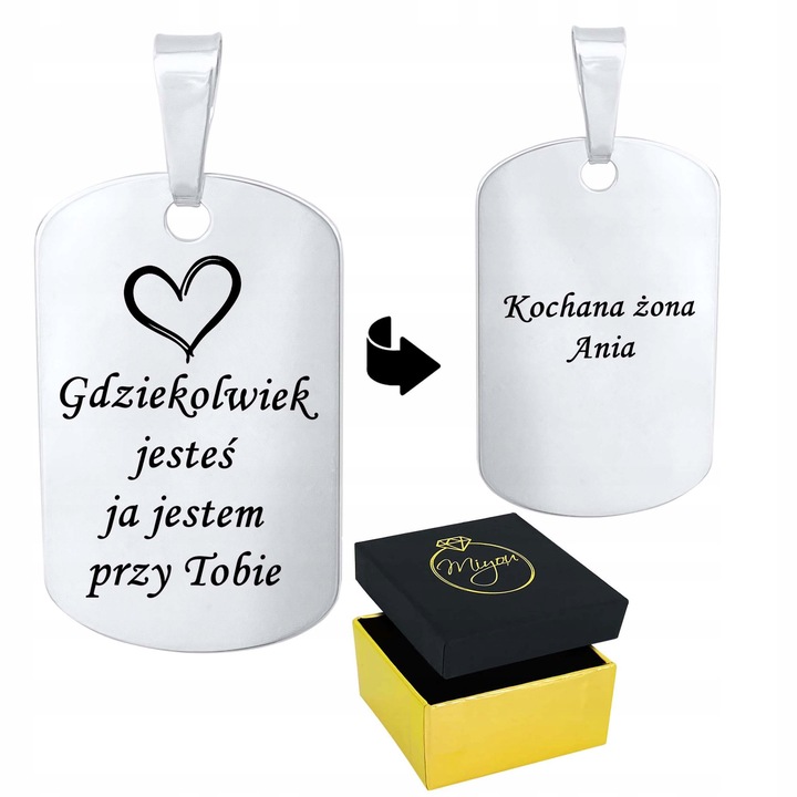 Nieśmiertelnik Z Grawerem Męski Srebrny 925 Wisior