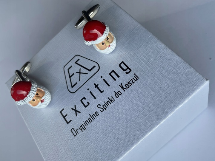 Okolicznościowe spinki do mankietów EXC Mikołaj Gwiazdor w Białej Szkatułce