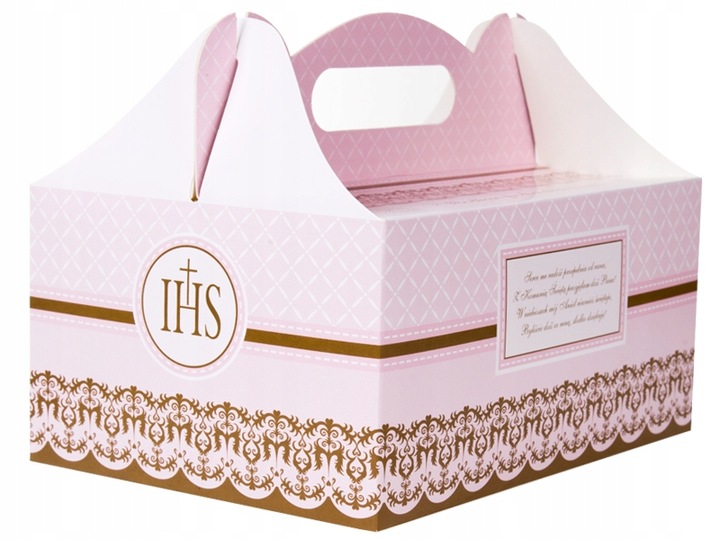 Pudełko Komunijne na Ciasto Pojemnik Na Tort Róż