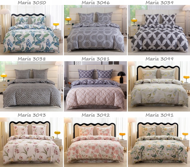 Pościel 160x200 + 2 poszewki KOMPLET POŚCIELI bawełnianej satyny WYBÓR