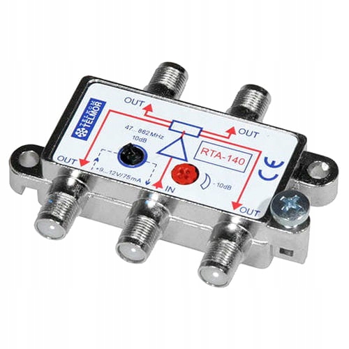 Wzmacniacz z rozdzielaczem Telkom-Telmor RTA-140 + wtyk F