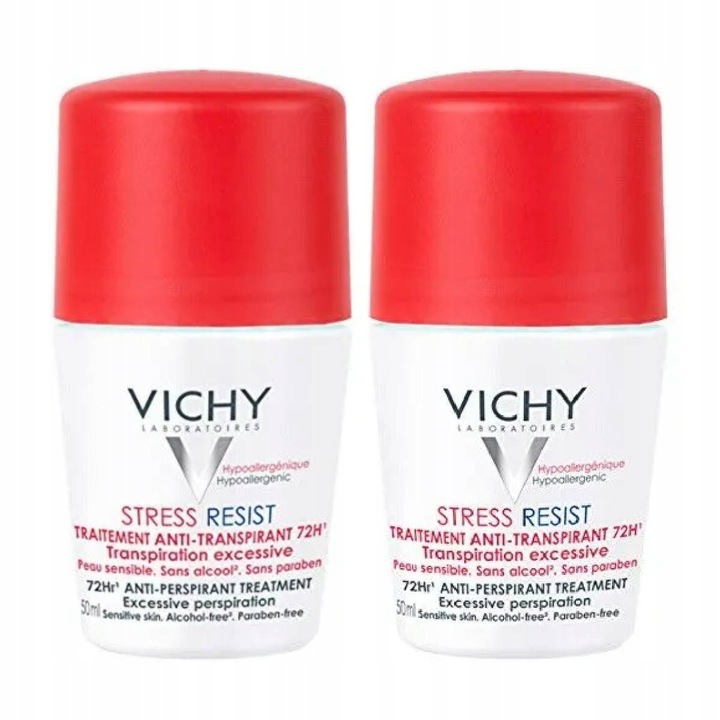 2x Vichy Stress Resist 50 ml Antyperspirant W Kulce Czerwona Kulka 72 h