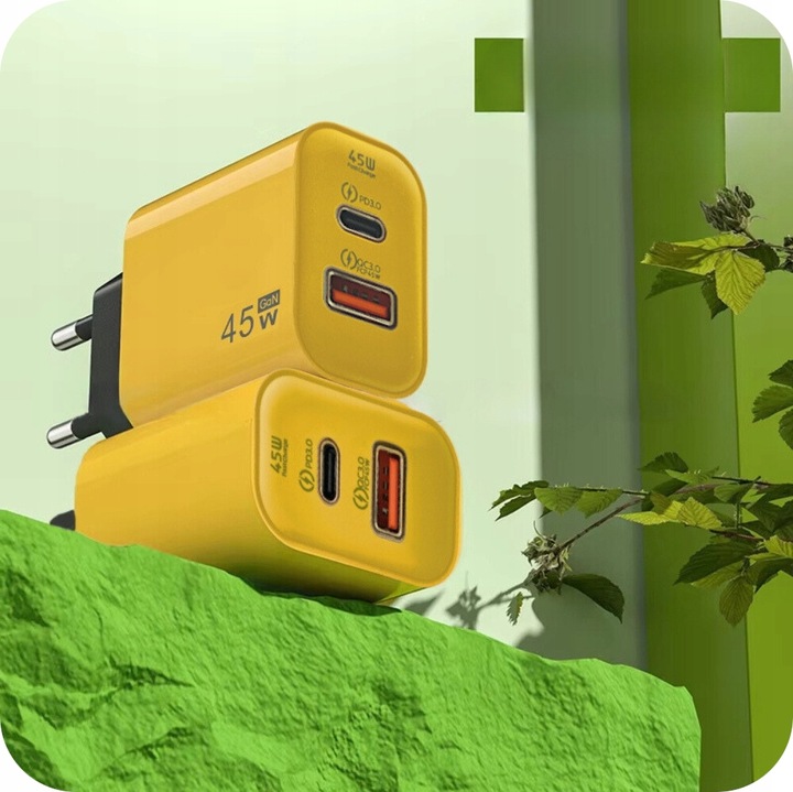 SZYBKA ŁADOWARKA SIECIOWA USB TYPE-C GaN 45W QC 3.0 PD do TELEFONU LAPTOPA