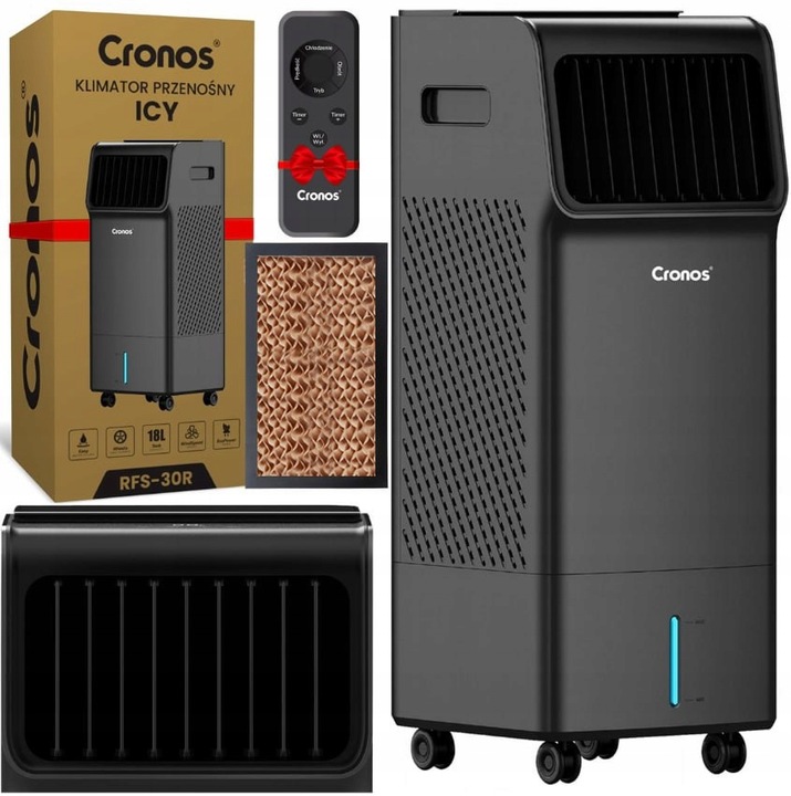 KLIMATOR KLIMATYZER PRZENOŚNY ZBIORNIK 18L 1200 m³/h CZARNY 4w1 PILOT