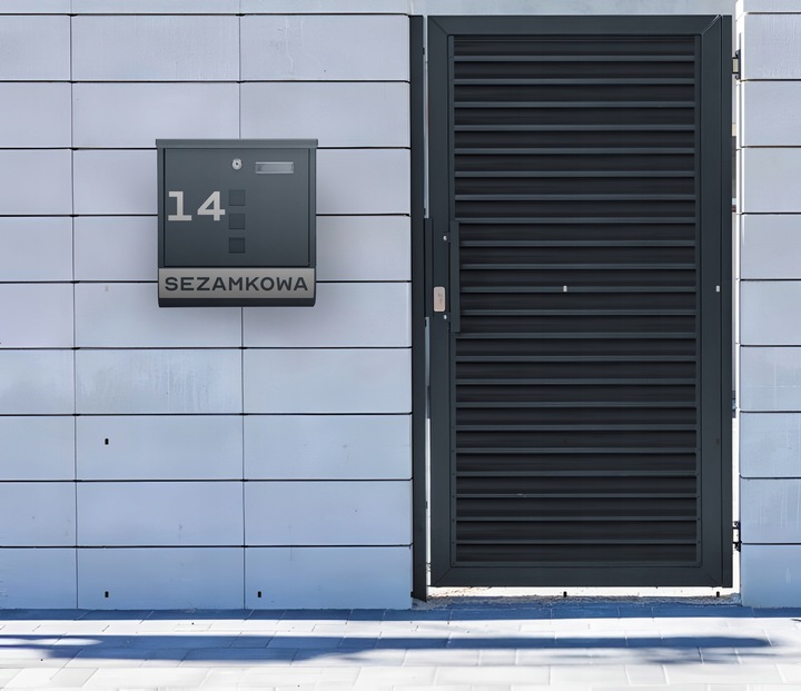 SKRZYNKA POCZTOWA NA LISTY POCZTĘ TUBA NA GAZETY ANTRACYT + NAPIS ADRES