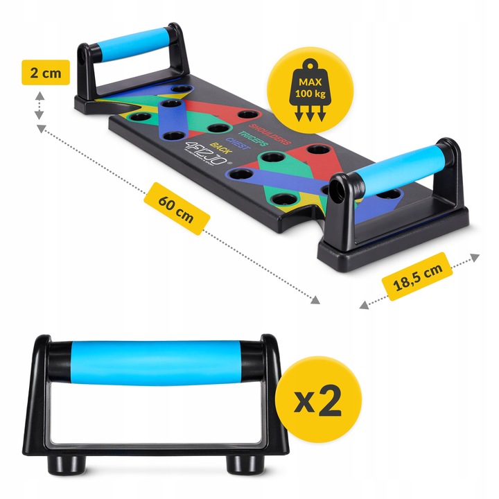 DESKA UCHWYTY DO POMPEK ĆWICZEŃ PLATFORMA PUSH UP BOARD WIELOFUNKCYJNA SIŁA
