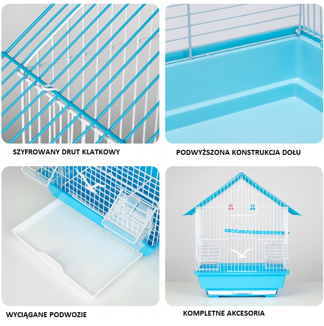 KLATKA DLA PTAKÓW METALOWA MAŁA 39x23x30cm BIAŁA