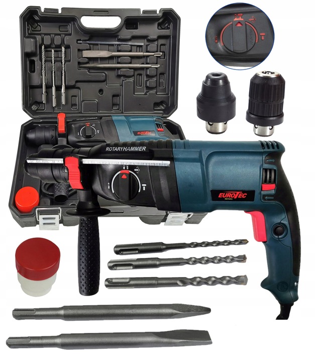 MŁOTOWIERTARKA WIERTARKA MŁOT UDAROWY 2600W SDS+ ZESTAW + WALIZKA MOCNA