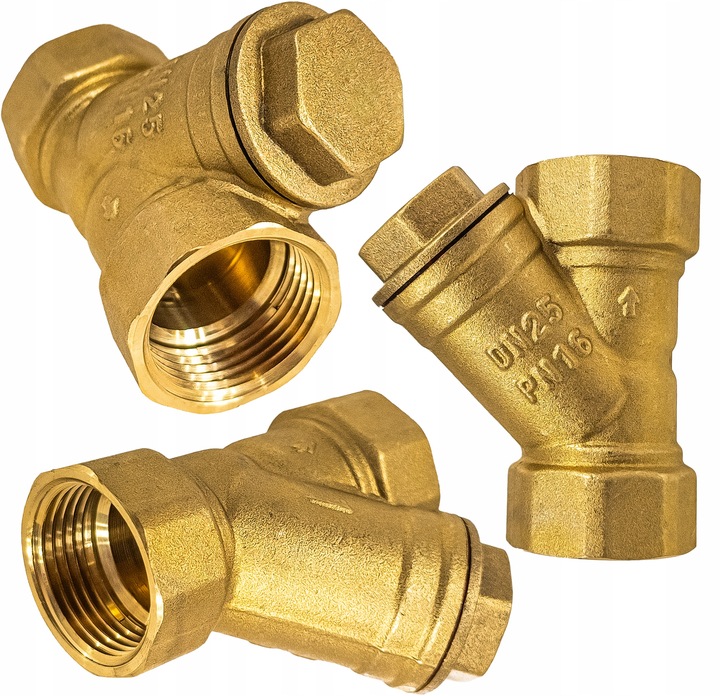 FILTR SKOŚNY SIATKOWY MOSIĘŻNY DO WODY 1" CAL DN25 TMAX 120°C SOLIDNY