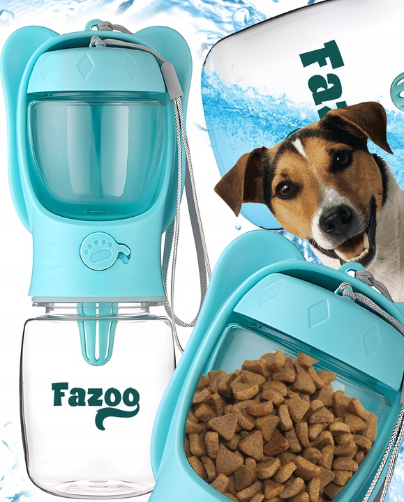 Butelka na Wodę Karmę dla Psa Poidło 2w1 Bidon Turystyczny Miseczka Podróż