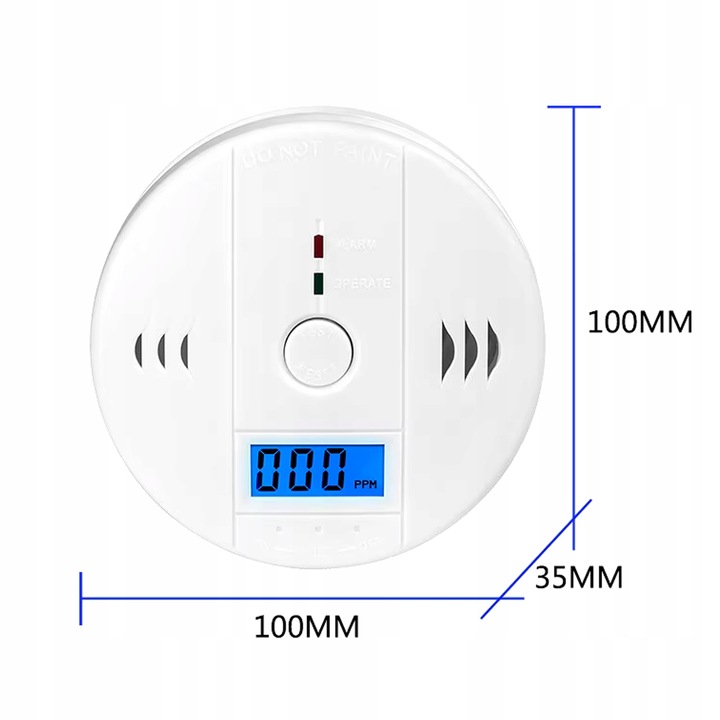 CZUJNIK CZADU GAZU CO LCD DETEKTOR TLENKU WĘGLA BEZPRZEWODOWY CERTYFIKOWANY