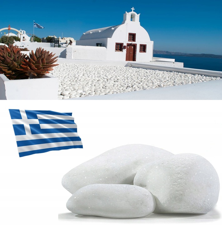 KAMIEŃ BIAŁY THASSOS OTOCZAK GRECKI DO OGRODU DEKORACYJNY 2-4cm 20kg