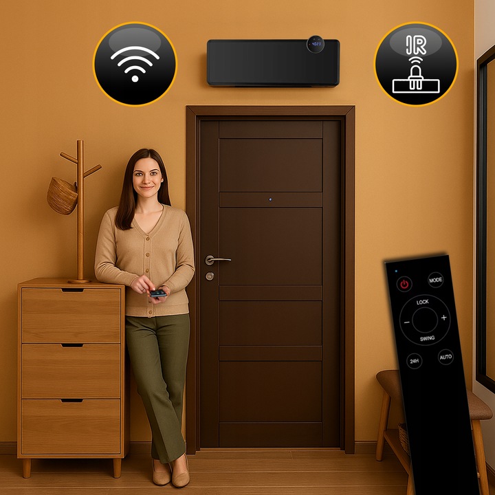 Kurtyna powietrzna szklana GlassAir 2000W grzejnik elektryczny WiFi