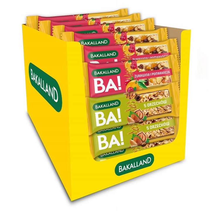 Baton zbożowy Bakalland 60x40g 5 orzechów żurawina pomarańcza MIX 2