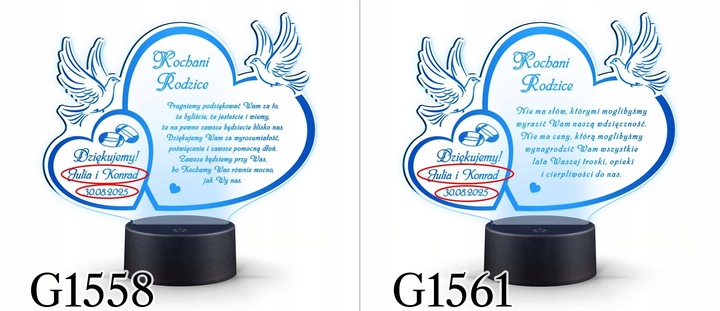 PODZIĘKOWANIA DLA RODZICÓW Świadków PREZENT na ŚLUB WESELE z TWOIM GRAWERem