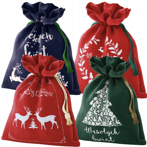 Torba worek torebka prezenty prezent prezentowy świąteczny Święta 30X45 4pc