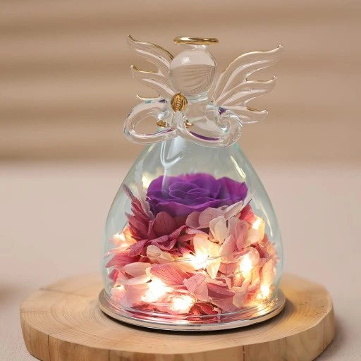Wieczna Róża w Szkle Świecąca LED Prezent na Dzień Babci Walentynki Kobiety
