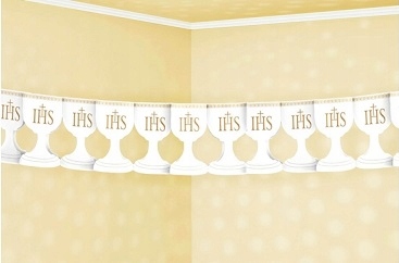 Girlanda komunijna kielichy biała złota z hostią dekoracje na komunię