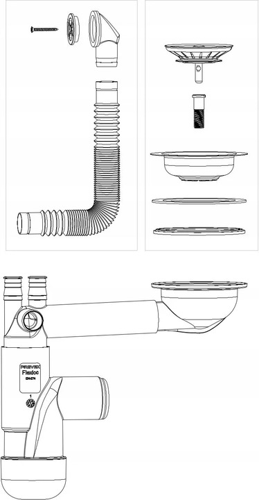 Syfon Zlewu Jednokomorowego Zlewozmywakowy Oszczędzający Miejsce Zmywarki