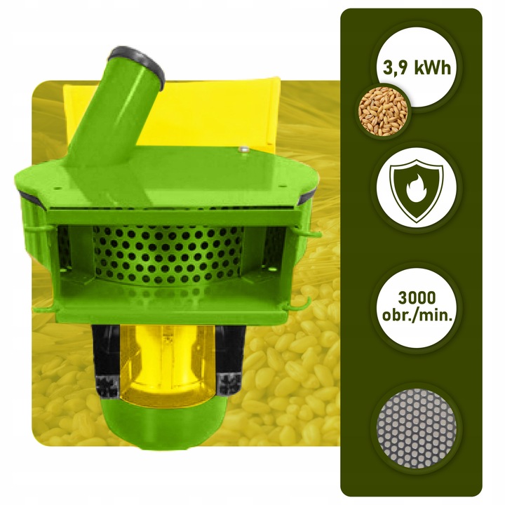 MŁYN DO ZBOŻA / KRUSZARKA 3.9 kW – 4 SITA – DUŻY ZASOBNIK