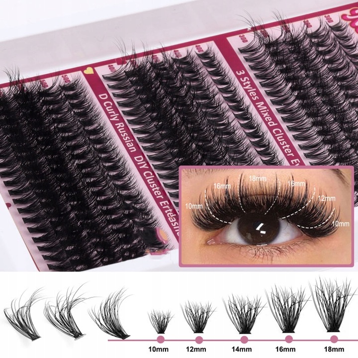 300 SZT SAMODZIELNEGO PRZEDŁUŻANIA RZĘS D CURL CLUSTER IN LASHES PREMIUM