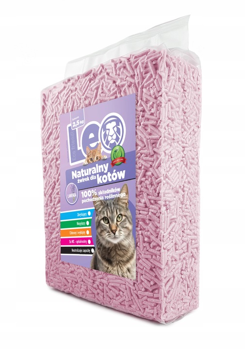 Żwirek dla kota tofu Leo zbrylający biodegradowalny eko 2,5 kg lawenda