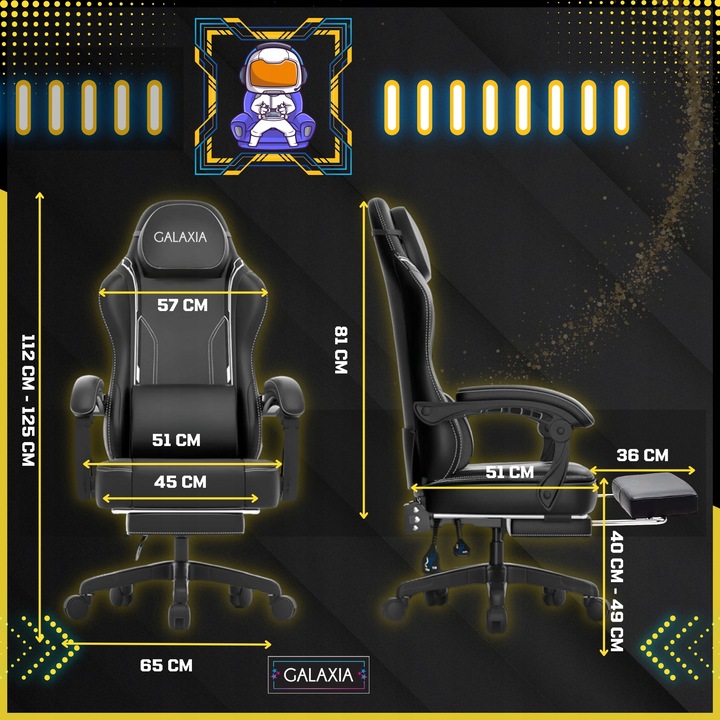 FOTEL GAMINGOWY BIUROWY Obrotowy Kubełkowy Krzesło Gamingowe Z Podnóżkiem