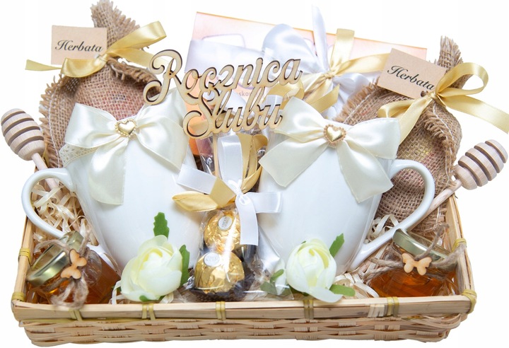 PREZENT NA ROCZNICĘ ŚLUBU JUBILEUSZ DUŻY KOSZ PREZENTOWY BOX KUBEK