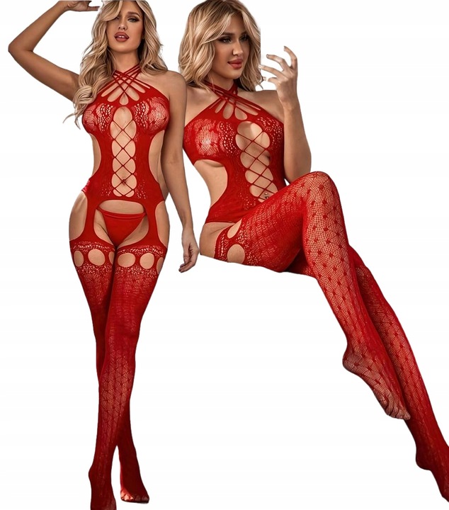 Sexy bielizna erotyczna komplet otwarty bodystocking PLUS SIZE XL XXL 3XL