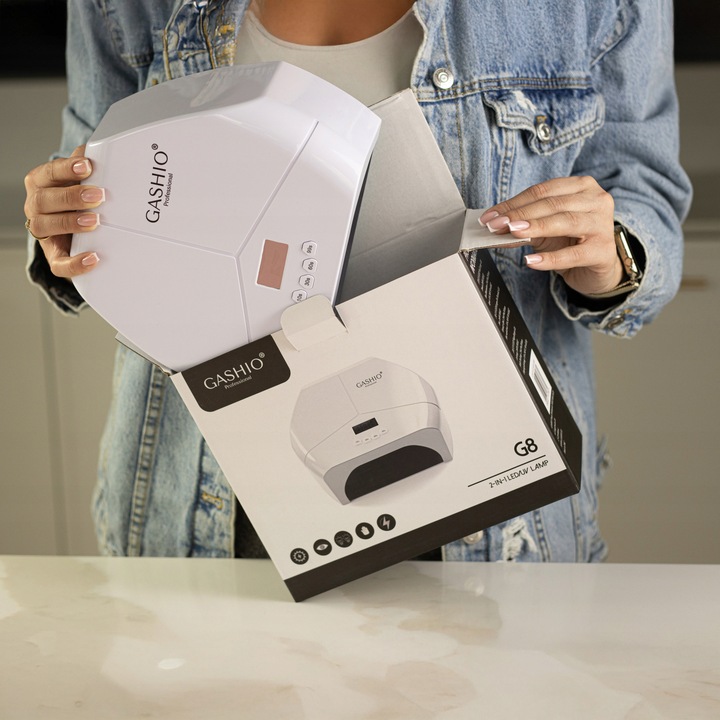 LAMPA DO PAZNOKCI UV LED DO ŻELI HYBRYDY 268W MOCNA DUAL LED LUSTRZANE DNO