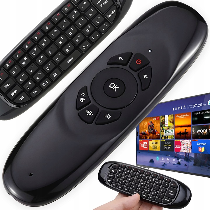 KLAWIATURA BEZPRZEWODOWA PILOT 3W1 SMART TV PC AIR MOUSE MYSZKA NA