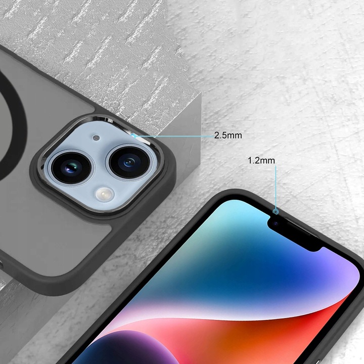 Etui Do iPhone 13 / 14 (Magsafe, Czarne Matowe, Wzmacniane, Trwałe) 2xSzkło