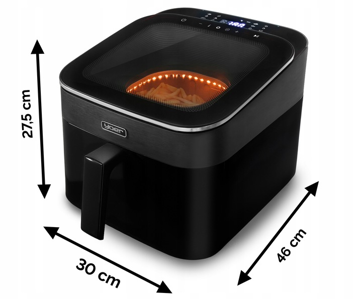Frytkownica beztłuszczowa 6,5L Air Fryer Yoer 1700W +Duże okno 12 programów