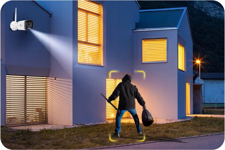 Kamera Zewnętrzna Tubowa IP WiFi 4MPx Powiadomienia, AUDIO 4xZOOM METALOWA