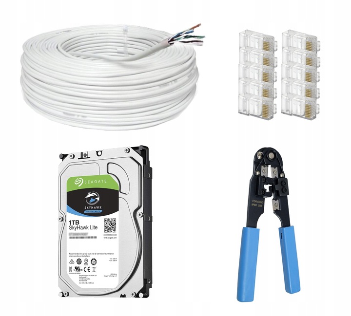 ZESTAW KAMER DO MONITORINGU 5MPX IP POE 4 KAMERY ZEWNĘTRZNE 1TB