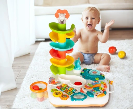 STOLIK INTERAKTYWNY EDUKACYJNY ZJEŻDŻALNIA PIŁEK PIŁECZKI PIANINKO PAPUGA