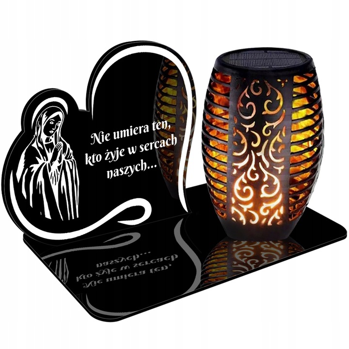 Znicz Solarny WIECZNY LED PODSTAWKA NA CMENTARZ GRÓB Serce EFEKT