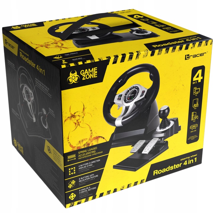 Kierownica do gier z pedałami 4w1 PS4 PC PS3 XBOX ONE BIEGI DO KOMPUTERA