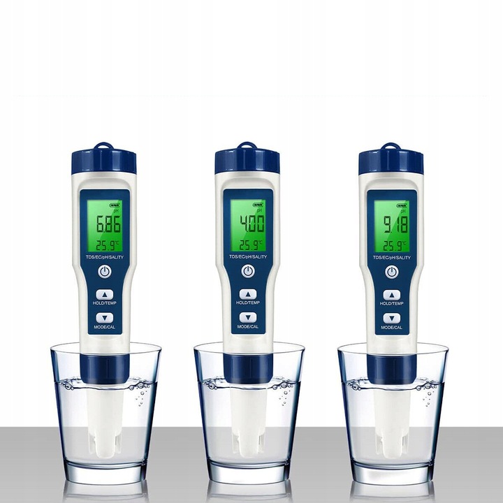 MIERNIK ELEKTRONICZNY TEMPERATURA TESTER PH/TDS/EC/SALINITY/ WODY TESTER